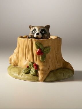 Vintage 1984 Franklin Mint "Woodland Surprises" Raccoon Porcelain Figurine